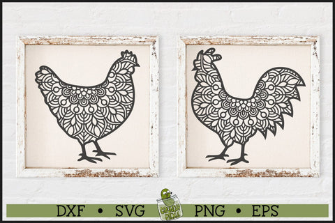 Mandala Chicken and Rooster SVG File SVG Crunchy Pickle 