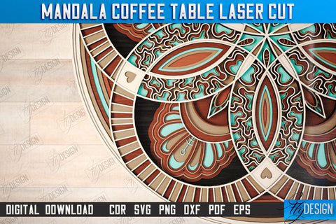 Mandala Coffee Table Laser Cut Bundle | Home Interior | Mandala of Patterns | Multilayered Modern Coffee Table | CNC Files SVG Fly Design 