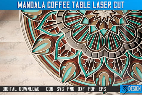 Mandala Coffee Table Laser Cut Bundle | Home Interior | Mandala of Patterns | Multilayered Modern Coffee Table | CNC Files SVG Fly Design 