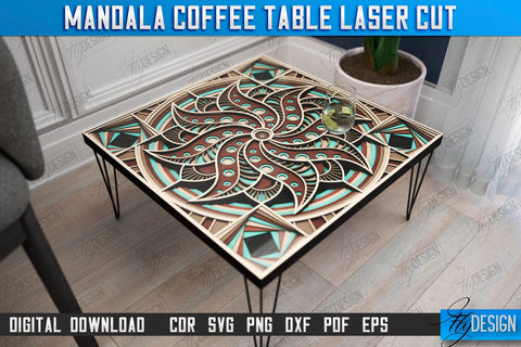 Mandala Coffee Table Laser Cut Bundle | Home Interior | Mandala of Patterns | Multilayered Modern Coffee Table | CNC Files SVG Fly Design 