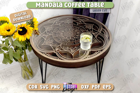 Mandala Coffee Table Laser Cut | Home Interior | Mandala of Patterns | Multilayered Modern Coffee Table | CNC Files SVG The T Store Design 