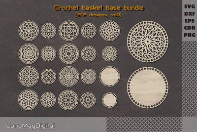 Mandala crochet basket base svg Macrame base Knitting bottom SVG LanaMagDigital 