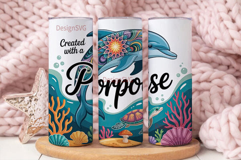 Mandala Dolphin 20oz Tumbler Wrap Sublimation DesignSVG 