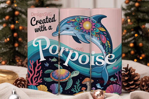 Mandala Dolphin 20oz Tumbler Wrap Sublimation DesignSVG 