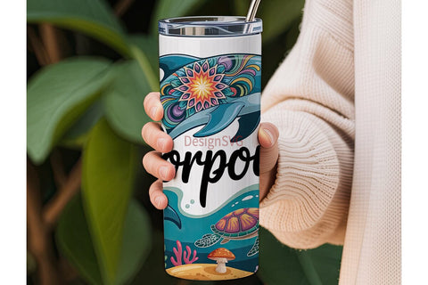Mandala Dolphin 20oz Tumbler Wrap Sublimation DesignSVG 