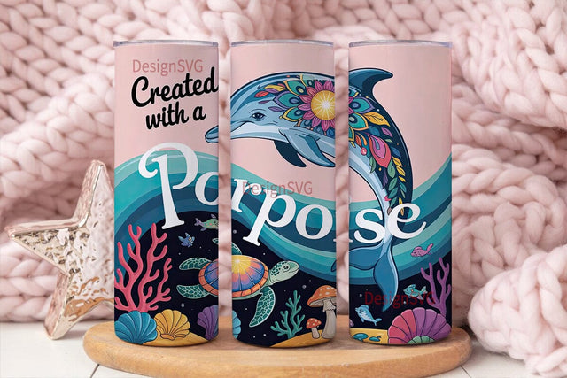 Mandala Dolphin 20oz Tumbler Wrap Sublimation DesignSVG 