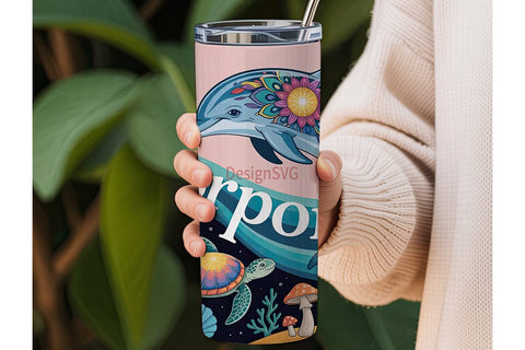 Mandala Dolphin 20oz Tumbler Wrap Sublimation DesignSVG 