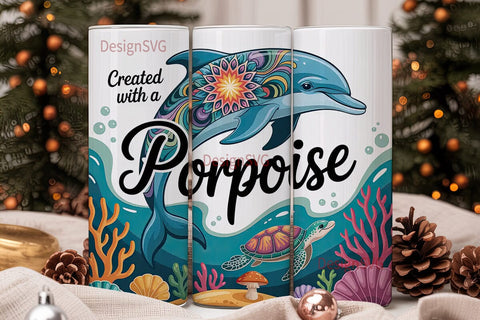 Mandala Dolphin 20oz Tumbler Wrap Sublimation DesignSVG 