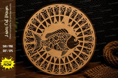 Mandala Fish Circle Laser Cut SVG Design SVG Regulrcrative 