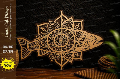 Mandala Fish Laser Cut Svg Design SVG Regulrcrative 
