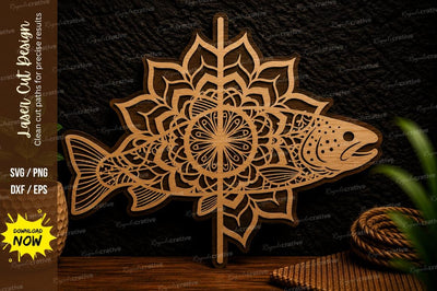 Mandala Fish Laser Cut Svg Design SVG Regulrcrative 