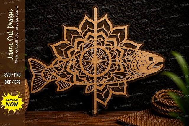 Mandala Fish Laser Cut Svg Design SVG Regulrcrative 