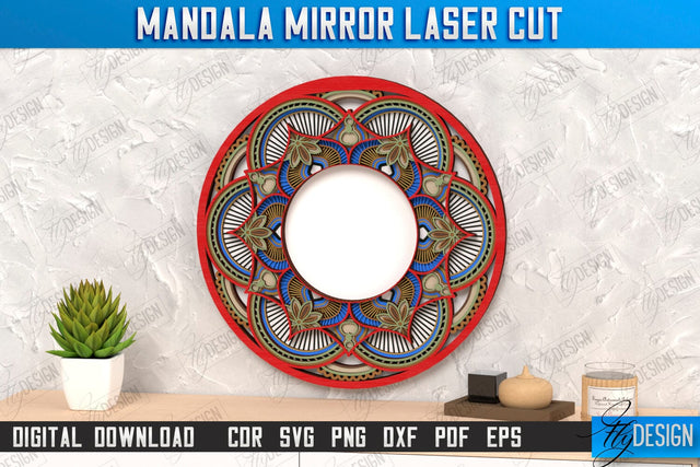 Mandala Frame Laser Cut | Home Décor | Wall Art | Mirror Frame | Wall Décor | CNC Files SVG Fly Design 