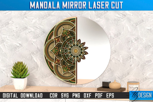 Mandala Frame Laser Cut | Home Décor | Wall Art | Mirror Frame | Wall Décor | CNC Files SVG Fly Design 
