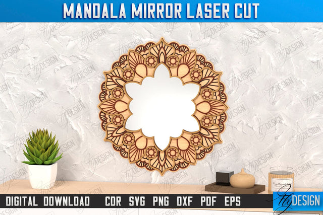 Mandala Frame Laser Cut | Home Décor | Wall Art | Mirror Frame | Wall Décor | CNC Files SVG Fly Design 
