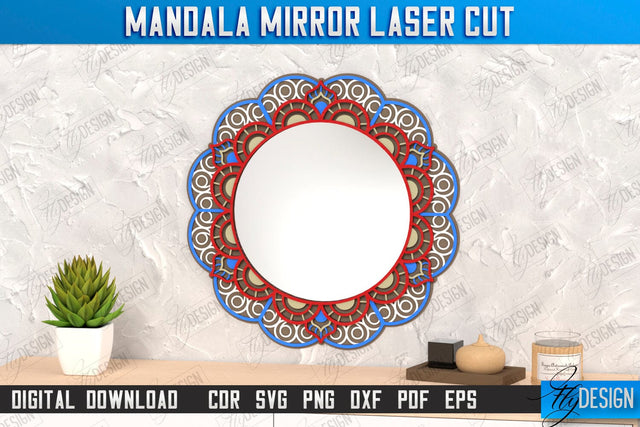 Mandala Frame Laser Cut | Home Décor | Wall Art | Mirror Frame | Wall Décor | CNC Files SVG Fly Design 