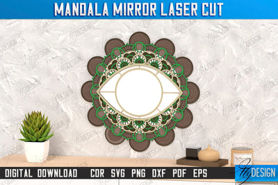 Mandala Frame Laser Cut | Home Décor | Wall Art | Mirror Frame | Wall Décor | CNC Files SVG Fly Design 