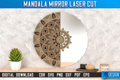 Mandala Frame Laser Cut | Home Décor | Wall Art | Mirror Frame | Wall Décor | CNC Files SVG Fly Design 