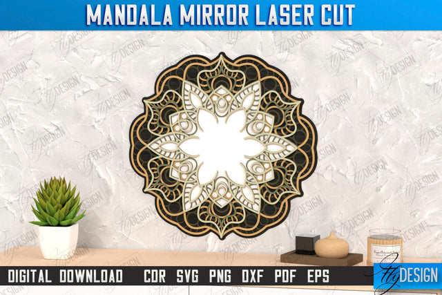 Mandala Frame Laser Cut | Home Décor | Wall Art | Mirror Frame | Wall Décor | CNC Files SVG Fly Design 