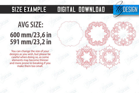 Mandala Frames Laser Cut Bundle | Home Décor | Wall Art | Mirror Frame | Wall Décor | CNC Files SVG Fly Design 