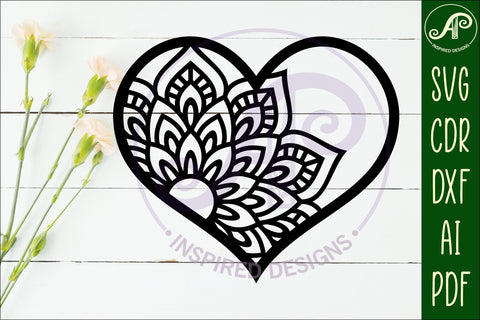 Mandala heart wall sign, SVG file 1 SVG APInspireddesigns 