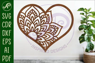 Mandala heart wall sign, SVG file 1 SVG APInspireddesigns 