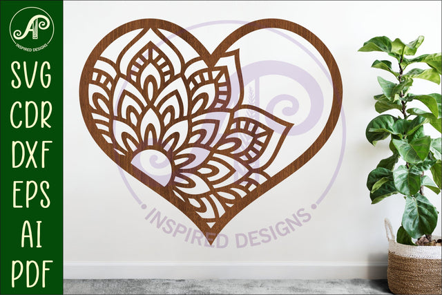 Mandala heart wall sign, SVG file 1 SVG APInspireddesigns 