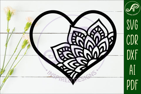 Mandala heart wall sign, SVG file 2 SVG APInspireddesigns 