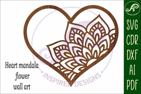 Mandala heart wall sign, SVG file 2 SVG APInspireddesigns 