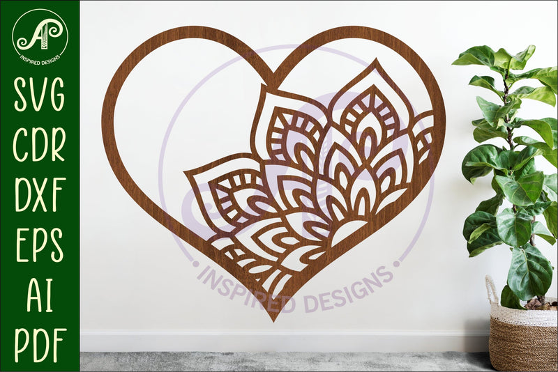Mandala heart wall sign, SVG file 2 SVG APInspireddesigns 