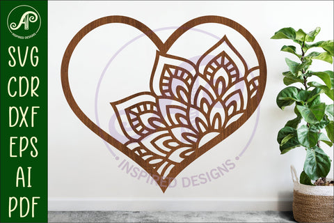 Mandala heart wall sign, SVG file 2 SVG APInspireddesigns 