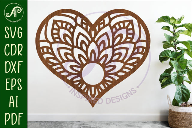 Mandala heart wall sign, SVG file 3 SVG APInspireddesigns 