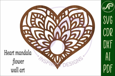 Mandala heart wall sign, SVG file 3 SVG APInspireddesigns 