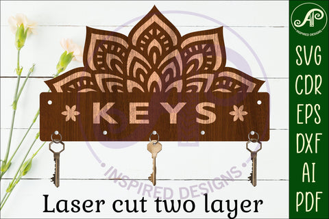 Mandala Key holders for metal and laser cutting SVG APInspireddesigns 