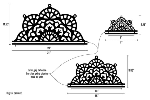 Mandala macrame wall hanging base SVG cut files in three sizes SVG Angel on Empire 