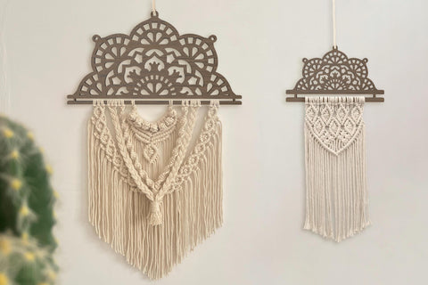 Mandala macrame wall hanging base SVG cut files in three sizes SVG Angel on Empire 