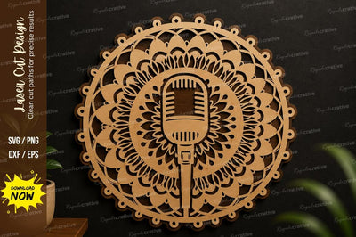 Mandala Microphone Ornament Laser Cut SVG Design SVG Regulrcrative 