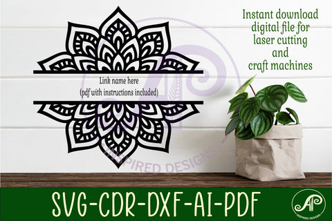 Mandala name sign svg laser cut file SVG APInspireddesigns 