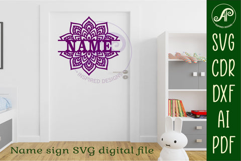 Mandala name sign svg laser cut file SVG APInspireddesigns 