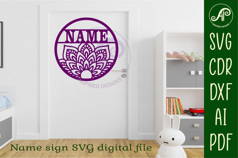 Mandala name wall art sign, SVG personalized SVG APInspireddesigns 