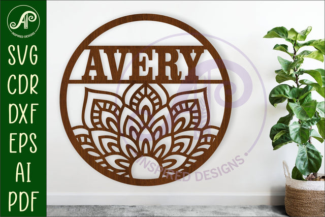 Mandala name wall art sign, SVG personalized SVG APInspireddesigns 