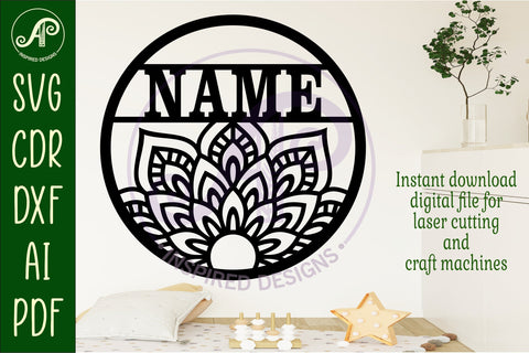 Mandala name wall art sign, SVG personalized SVG APInspireddesigns 