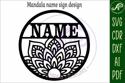 Mandala name wall art sign, SVG personalized SVG APInspireddesigns 