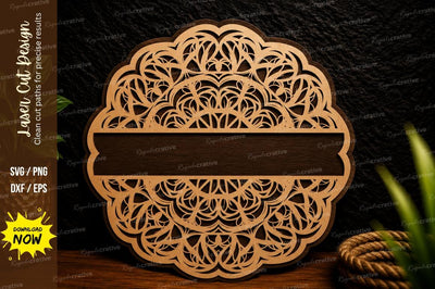 Mandala Nameplate Laser Cut Svg Design SVG Regulrcrative 
