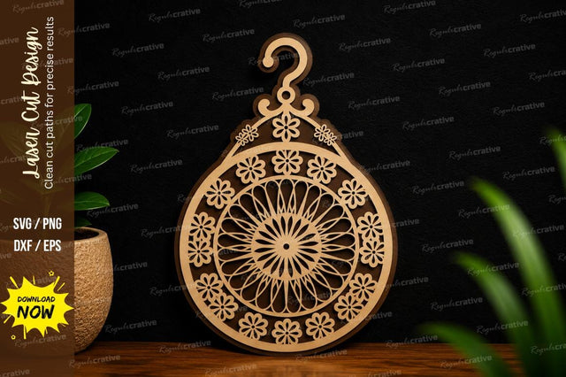 Mandala Ornament Round Pendant Laser Cut SVG File SVG Regulrcrative 