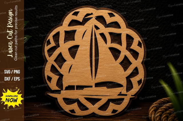 Mandala Sailboat Laser Cut SVG Design SVG Regulrcrative 
