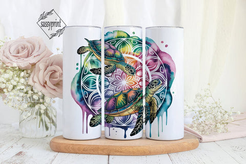 Mandala Sea Turtle 20oz Tumbler Wrap Sublimation sassyprint 