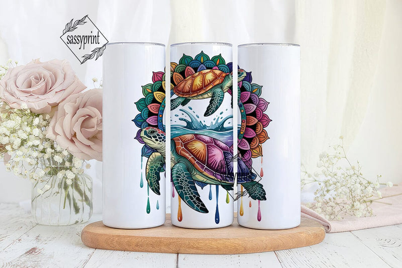 Mandala Sea Turtle 20oz Tumbler Wrap Sublimation sassyprint 