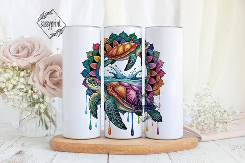 Mandala Sea Turtle 20oz Tumbler Wrap Sublimation sassyprint 