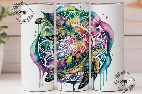 Mandala Sea Turtle 20oz Tumbler Wrap Sublimation sassyprint 